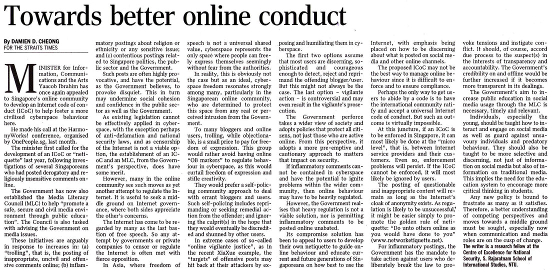 TOWARDS BETTER ONLINE CONDUCT